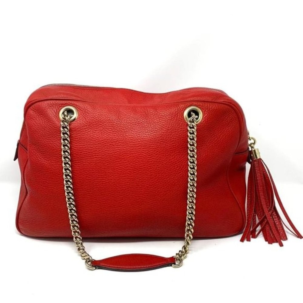 100% Auth Gucci Soho Red Calfskin Shoulder Bag - Picture 2 of 11
